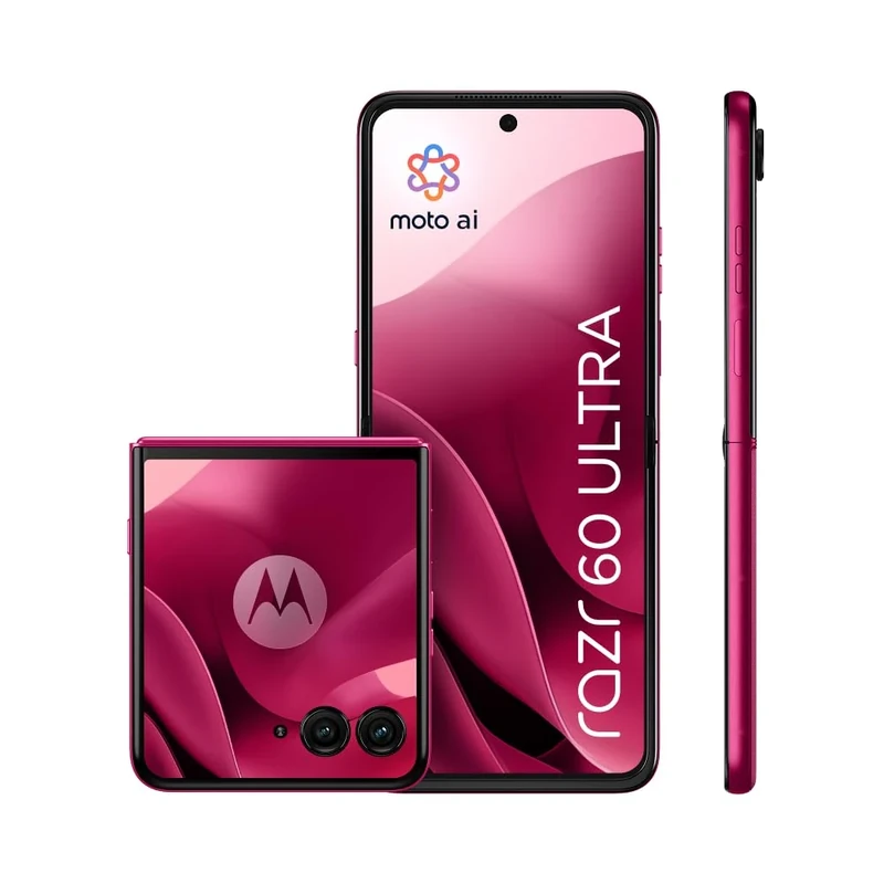 Motorola razr 60 ultra, 17.7 cm (6.96") Dual SIM Android 15 5G USB Type-C 16 GB 512 GB 4700 mAh, Pantone Cabaret, Moto AI Flip Smartphone, Dual Display, 50MP Triple Camera with Co2 Offset