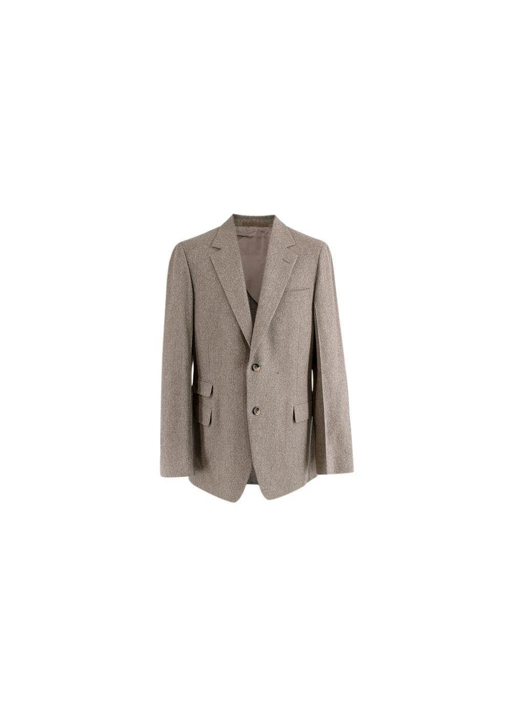 Saint Laurent Pre-Loved Men's Vintage Stone Herringbone Tweed Single Breasted Blazer