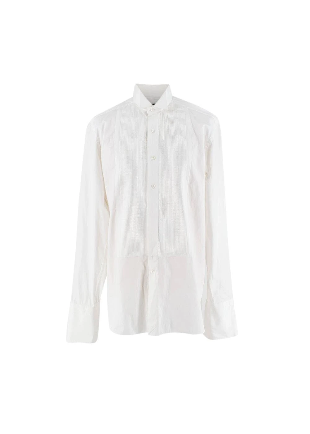 Tom Ford Pre-Loved Men's White Cotton Pleated Tuxedo Shirt