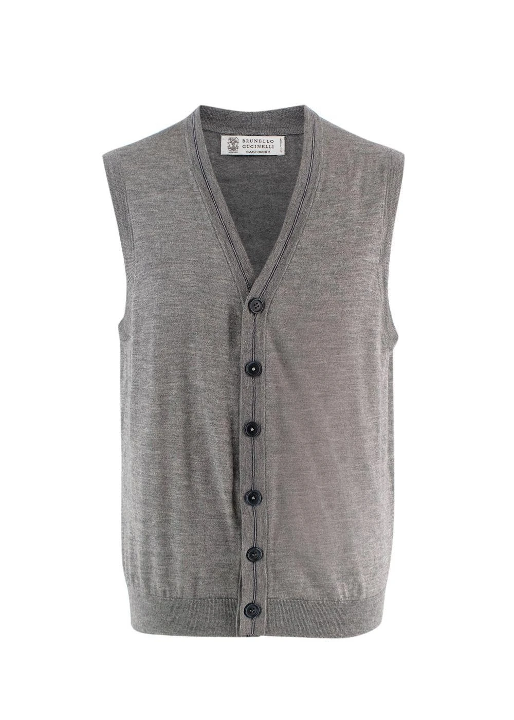 BRUNELLO CUCINELLI Pre-Loved Men's Grey Cashmere Blend Sweater Vest