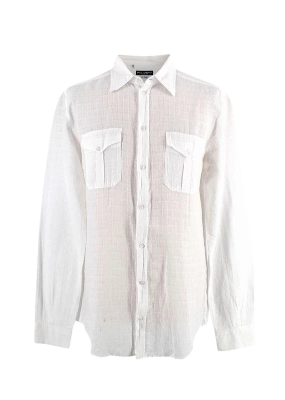 Dolce & Gabbana Pre-Loved Men's White Linen Shirt