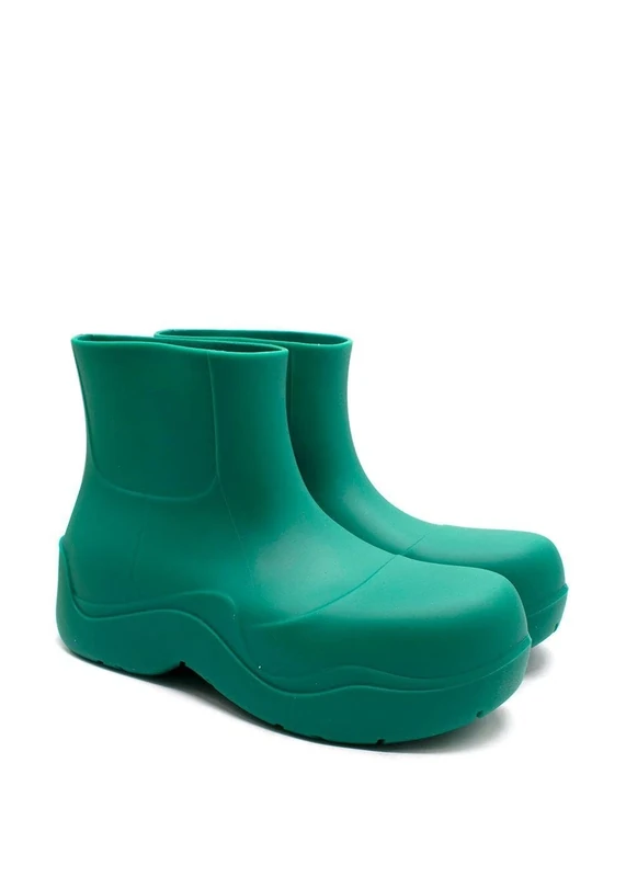Bottega Veneta Pre-Loved Men's Matte Green Puddle Chelsea Boots