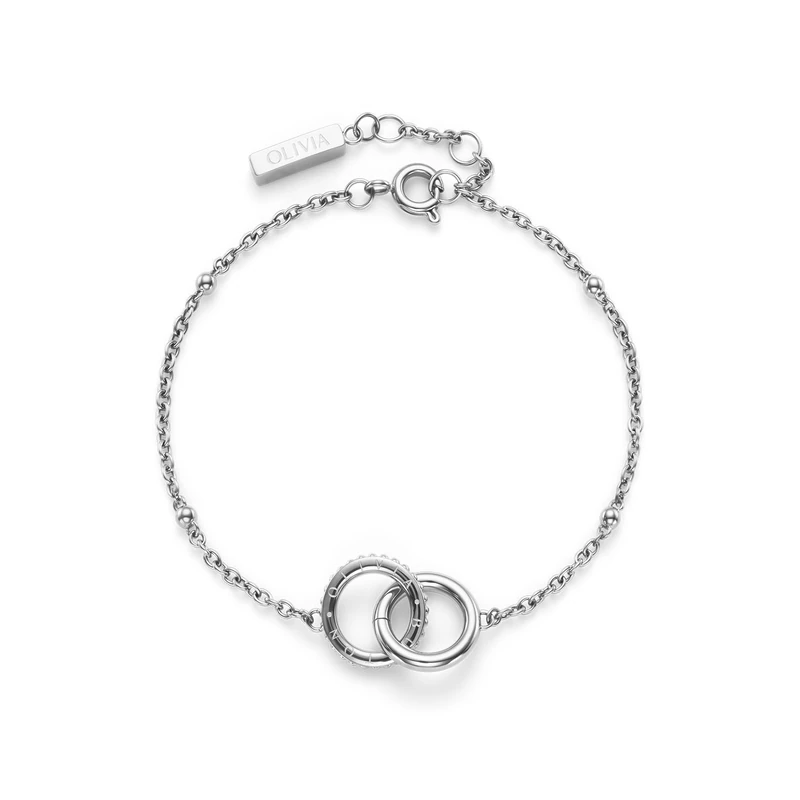 Olivia Burton Women's INFINITE Collection Bracelet in Stainless Steel with Intertwined Rings - 24100314