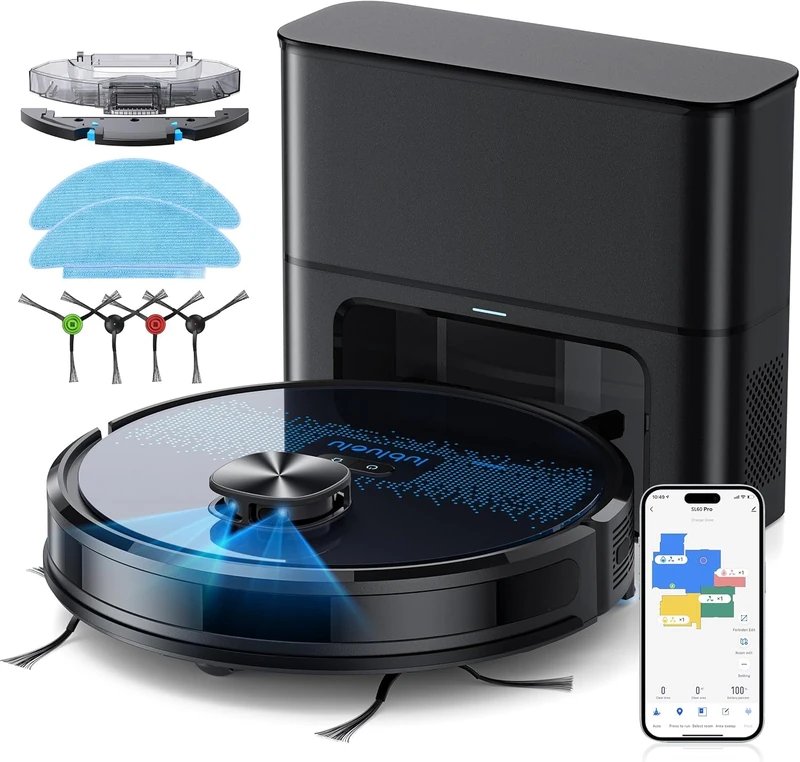 Lubluelu Robot Vacuum Cleaner with Mop, 2 in 1 Robot Vacuum 4000Pa Suction Lidar Navigation, 5 Real-Time Mapping 10 No-go Zone, Wifi/App/Alexa Robotic Vacuum Cleaner for Pet Hair Carpet (60Pro Black)