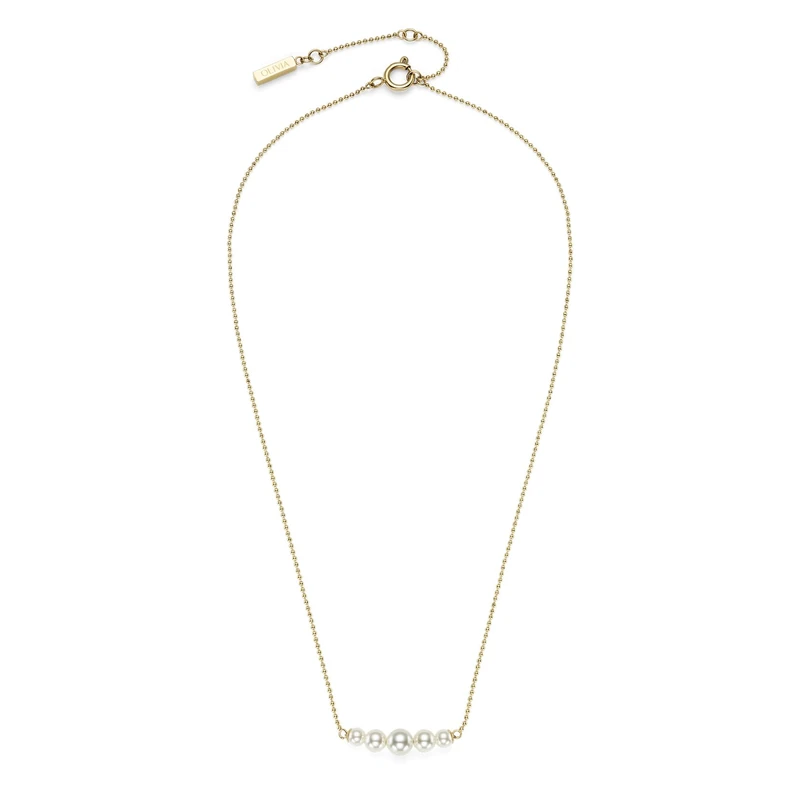 Olivia Burton Women's PEARLS & BEADS Collection Necklace in Yellow Gold with Graduated String of Faux Pearls - 24100321
