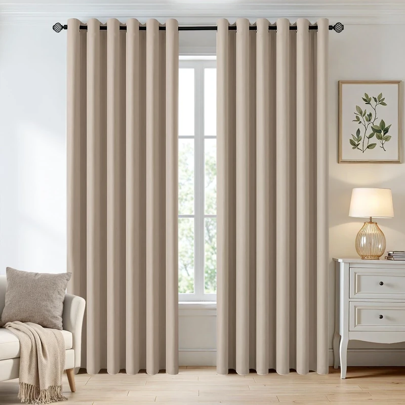 MIULEE Taupe Blackout Curtains for Living Room 2 Panel Set, Premium Eyelet Curtains for Bedroom, Thermal Insulated Window Curtain Drapes, Black Out Curtain 90 Drop, Each Panel 90 x 90 Inches