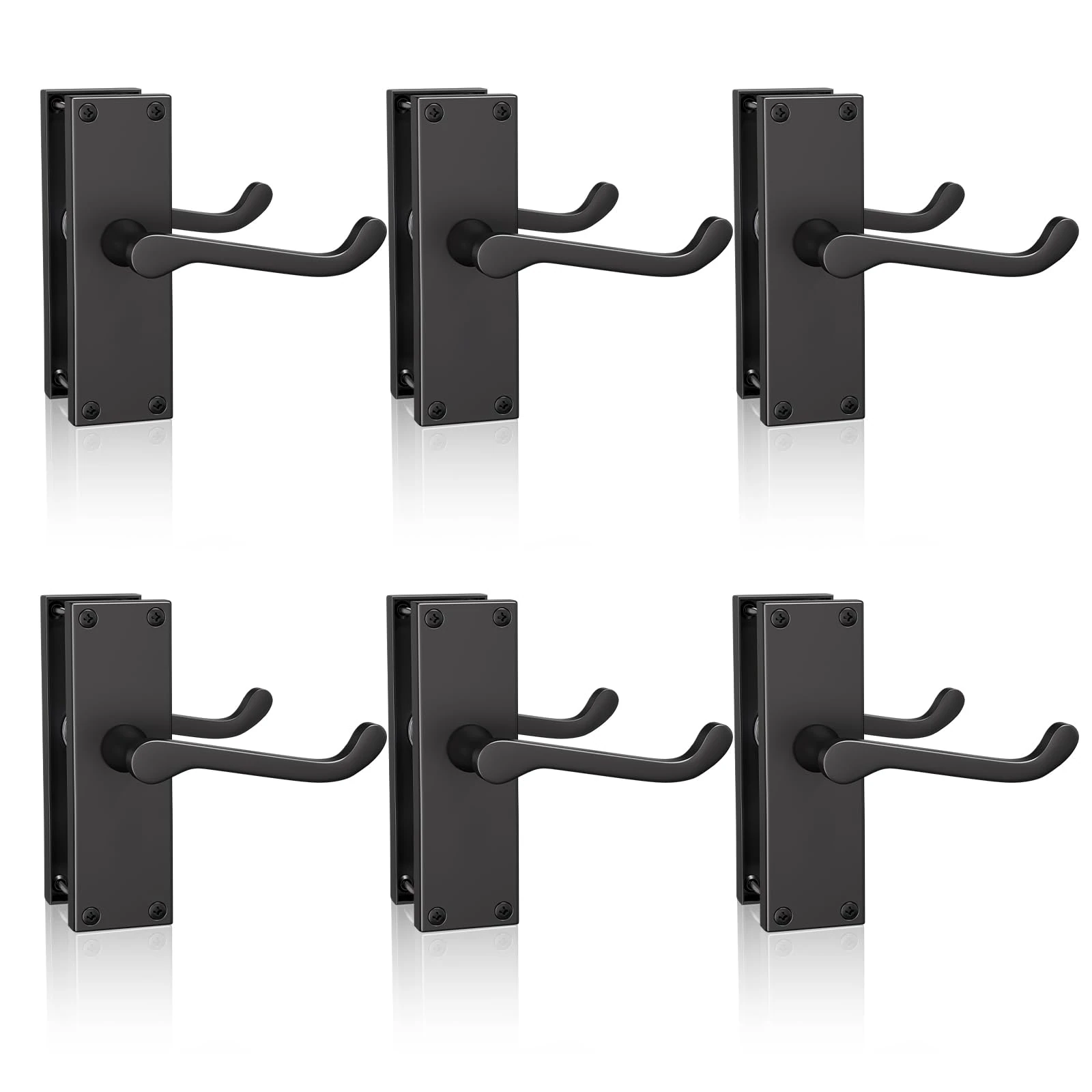 Bwintech 6 Sets 118MM Black Victorian Lever on Plate, Latch Furniture, Backplate Door Handles, Suitable for Wooden Doors