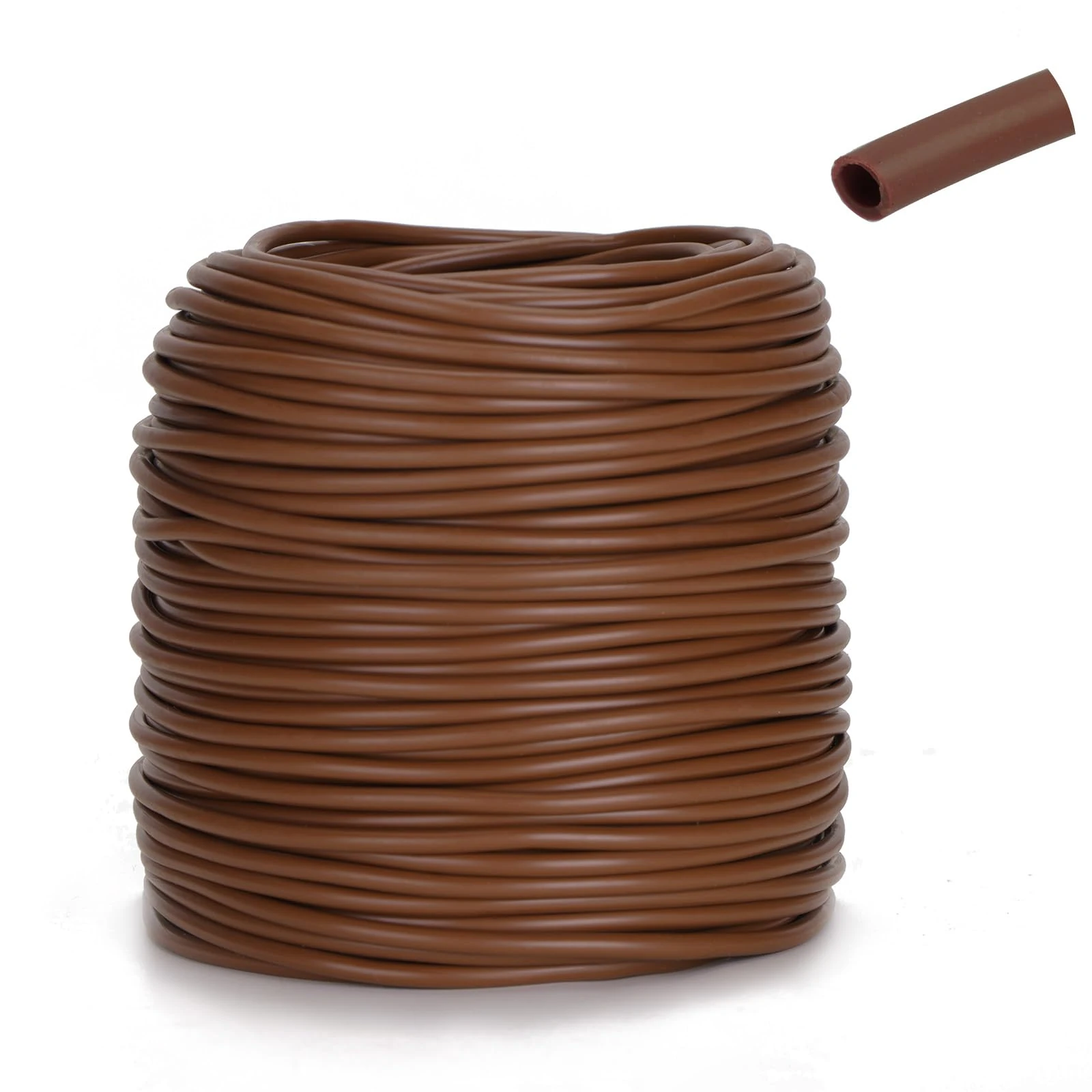 KINGLAKE Flexible Tying Tube, 3mm x 50m Brown Garden Plant Ties for Climbing Plants, Plastic Garden String Ball for Tomatoes, Rose, Vegetables Support