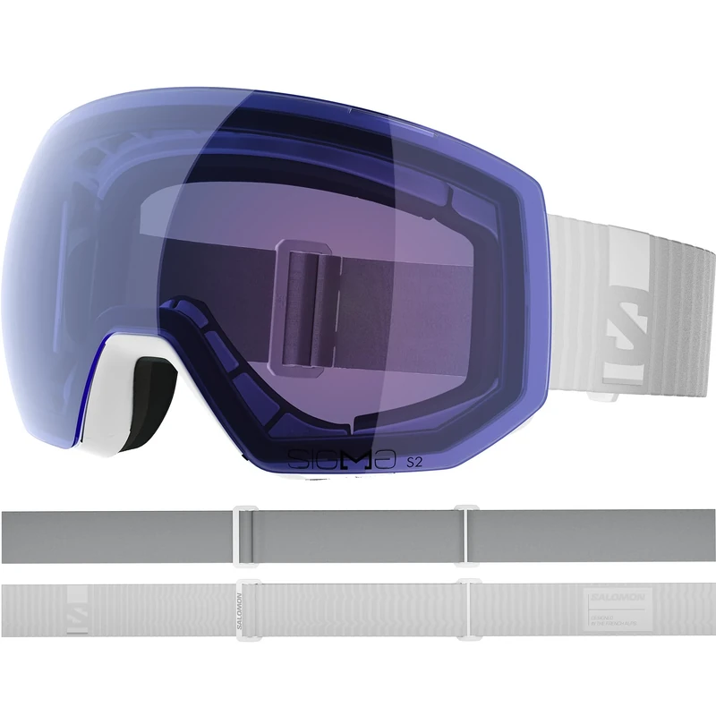 Salomon RADIUM PRO SIGMA Goggles for Kids, Anti-Fog Ski Goggles for Trail Running and Mountain Sports, White/Ice Blue