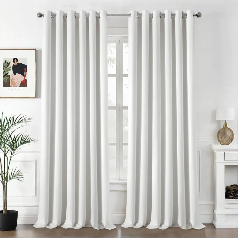 MIULEE White Blackout Curtains for Living Room 2 Panel Set, Premium Eyelet Curtains for Bedroom, Thermal Insulated Window Curtain Drapes, Black Out Curtain 90 Drop, Each Panel 90 x 90 Inches