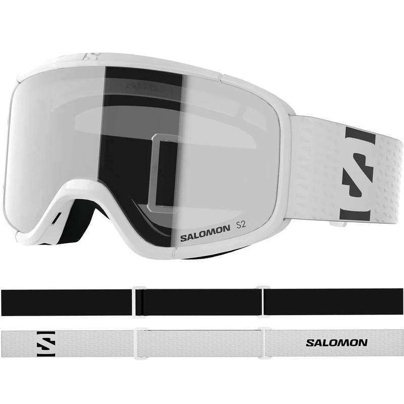Salomon AKSIUM 2.0 S Goggles for Kids, Anti-Fog Ski Goggles for Trail Running and Mountain Sports, White/Super White