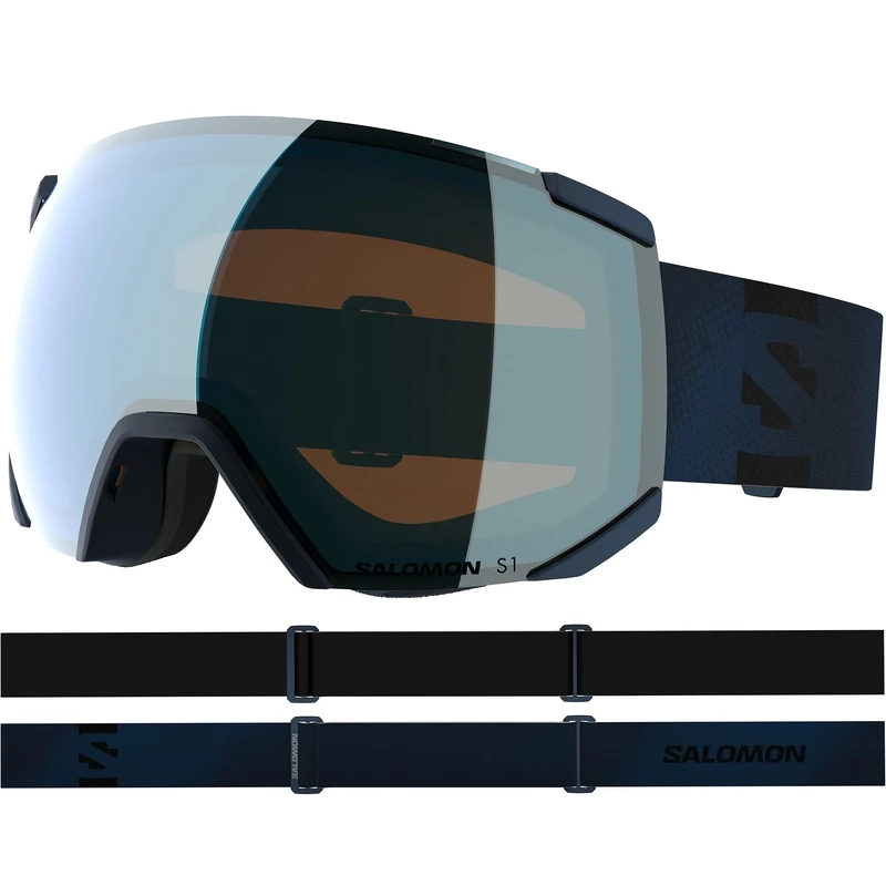 Salomon RADIUM ML Goggles, Unisex Anti-Fog Ski Goggles for Trail Running and Mountain Adventures, Dress Blue/LightBlue