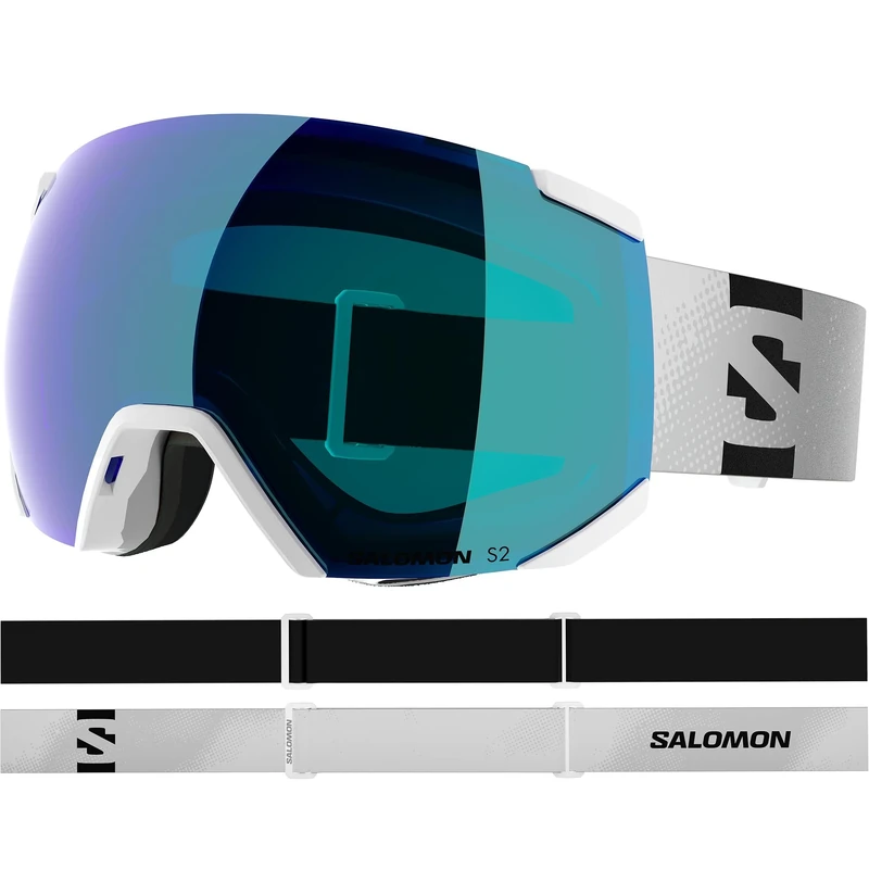 Salomon RADIUM ML Goggles, Unisex Anti-Fog Ski Goggles for Trail Running and Mountain Adventures, White/Mid Blue