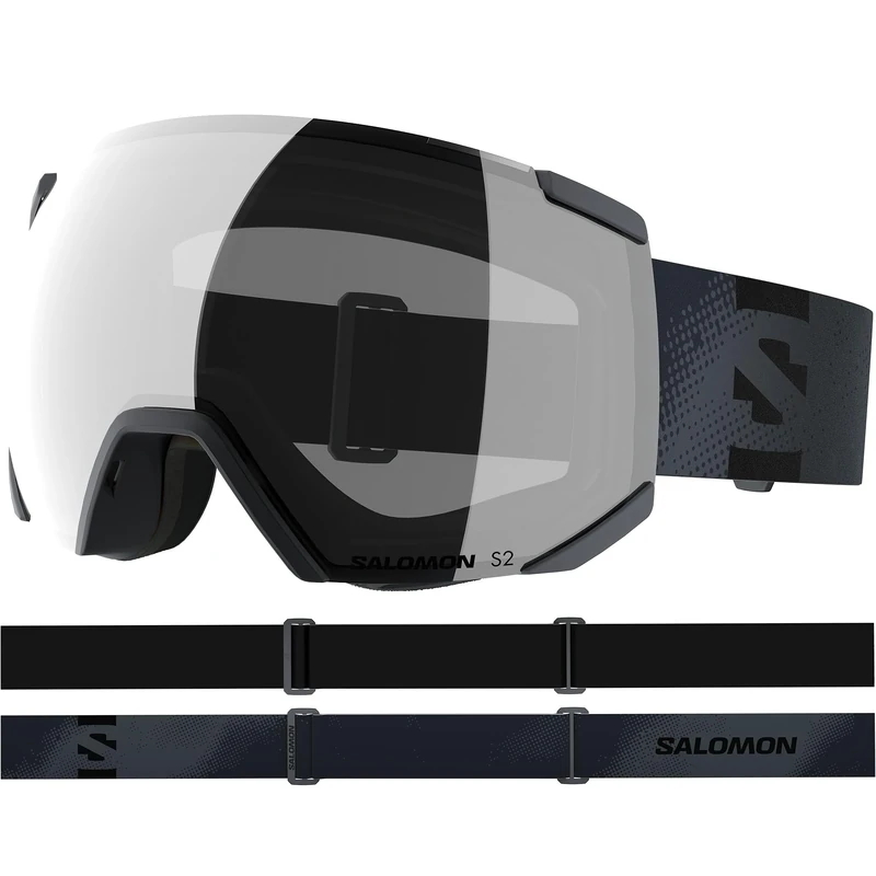 Salomon RADIUM ML Goggles, Unisex Anti-Fog Ski Goggles for Trail Running and Mountain Adventures, Ebony/Super White