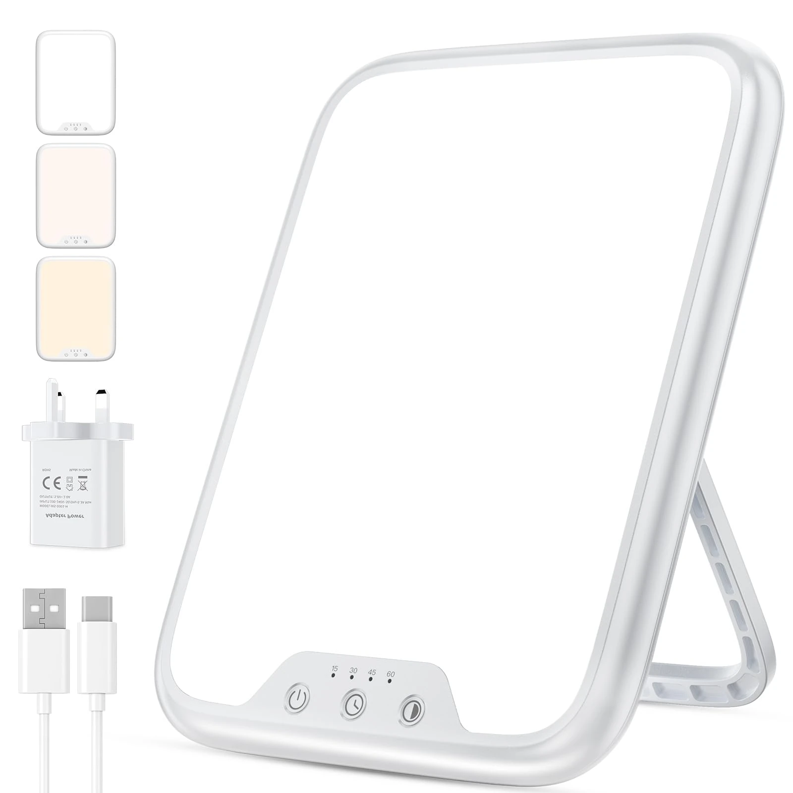 SAD Lamp, 10000 Lux SAD Light Therapy Lamp for Depression, SAD light with 3 Color Temperatures, Adjustable Brightness, 4 Timer Setting Compact Size Full UV-Free Daylight Lamp for Seasonal Mood Changes