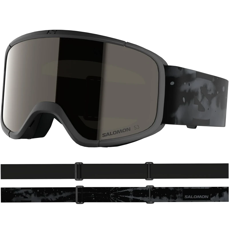 Salomon AKSIUM 2.0 S Goggles, Unisex Anti-Fog Ski Goggles for Trail Running and Mountain Adventures, Black Tie D/Black