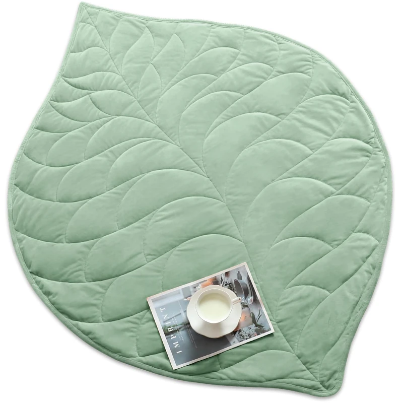 Weighted Lap Blanket for Adults, 5 lbs 41" x 53", Leaf Pattern,Sage Green