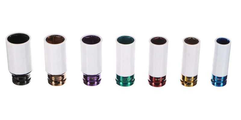 SIXTOL Mechanical Impact 4 Impact Wrench Socket Set 1/2 Inch 7-Piece CrMo Steel Colour Coded Rims Gentle - Image 1