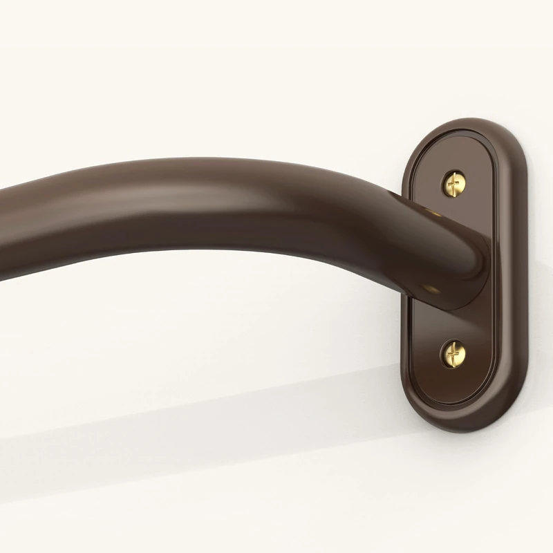 JRZOO Wrap Around Curtain Rods Bronze, Blackout Heavy Duty Curtain Pole for Windows 72 to 144 Inch, 1" Decorative Room Darkening Curved Modern Drapery Rod (Bronze/Unique Design/All Matel)