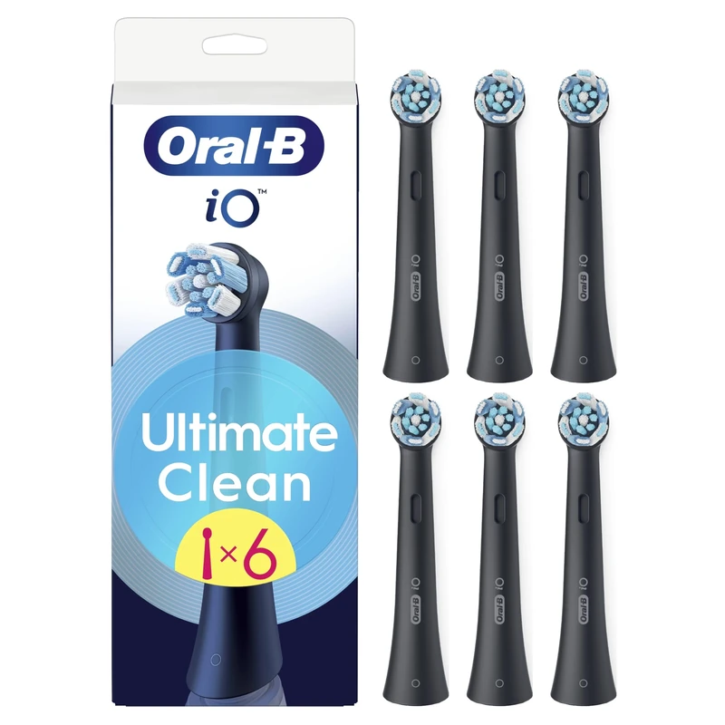 Oral-B iO Series Ultimate Clean Black, Original Replacement Round Brush Heads, Crisscross Bristles - Advanced Deep Cleaning & Plaque Removal, for Oral-B iO Electric Toothbrushes, 6
