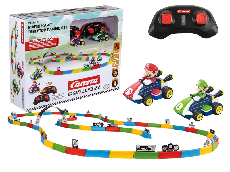 Carrera RC Mario Kart Tabletop Racing Set - With Mario & Luigi 1:43 Scale - Up To 5 Kmh, Ready-To-Run, All Batteries Included, Suitable For Ages 6 Years+