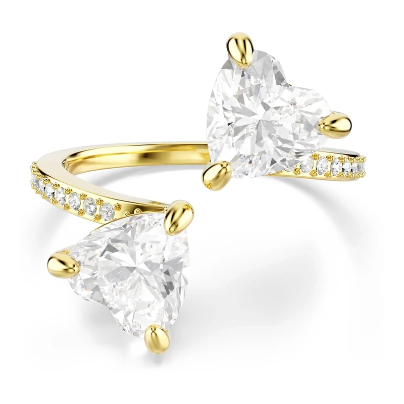 Swarovski Mesmera Attract open ring, Heart cut, White, Gold-tone plated