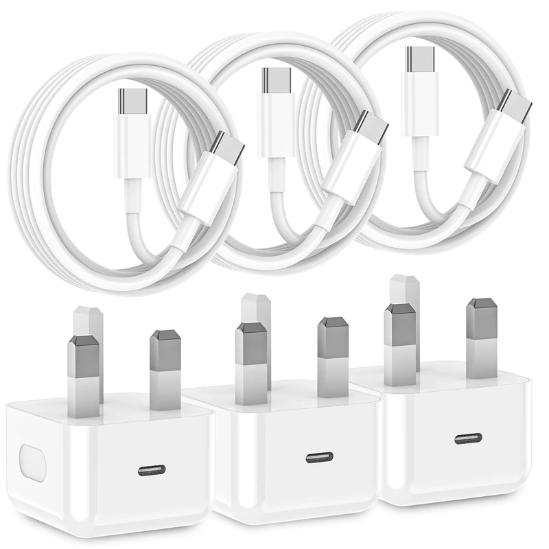 Oxivane iPhone 16 Charger Cable and Plug 3 Pack 20W PD USB C Fast Charger Plug with 2M usb c to usb c Cable for iPhone 16/iPhone 15/16 Plus/16 Pro/16 Pro Max/15 Plus/15 Pro/15 Pro Max