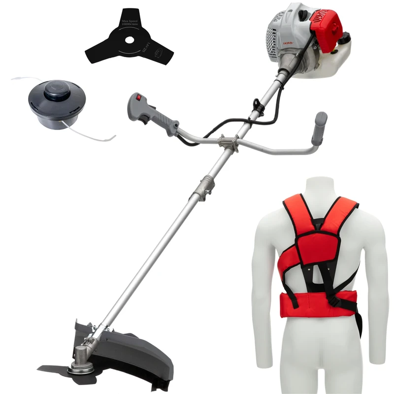 IKRA Petrol Brush Cutter IBF 4342 with Thread Spool, 3-Tooth Knife and Comfort Shoulder Strap