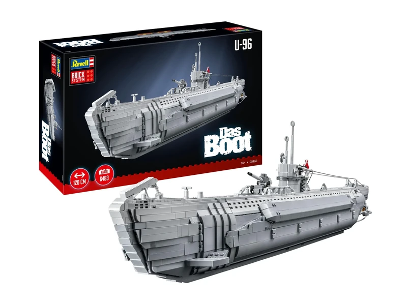 Revell Brick System 00960 U-Boat "Das Boot" Submarine Building Block Set, 1:56 Scale, 120cm in length, 6,483 Pieces, Includes Display Stand and Stickers For Decoration