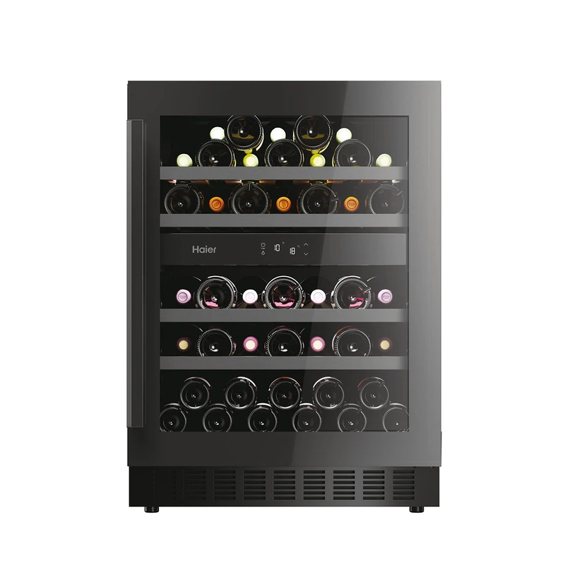 Haier Integrated 60cm Wine Cooler, 44 Bottle Capacity, Dual Temperature Zone, Black - HAKWBD 60 UK - Image 1