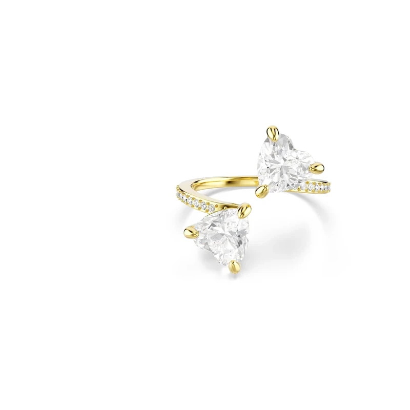 Swarovski Mesmera Attract open ring, Heart cut, White, Gold-tone plated
