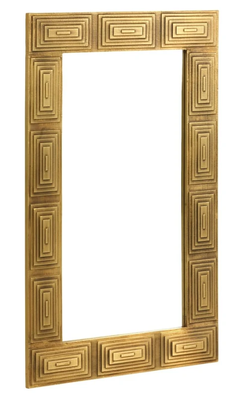 AlexandreHouse Golden Metal Coated Handle Wood Mirror