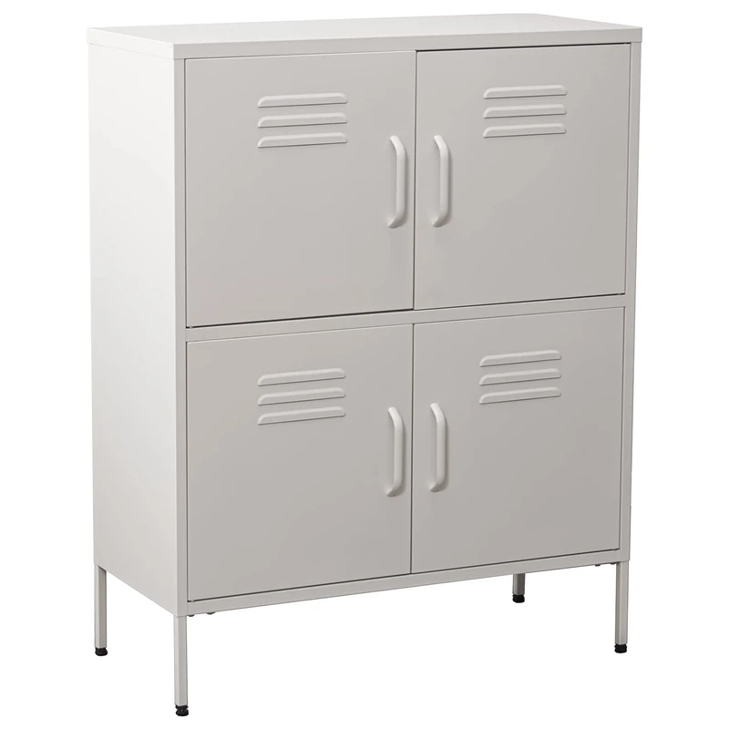 AlexandreHouse METAL SIDEBOARD 4 DOORS WHITE OR ASSEMBLY REQUIRED - Image 1