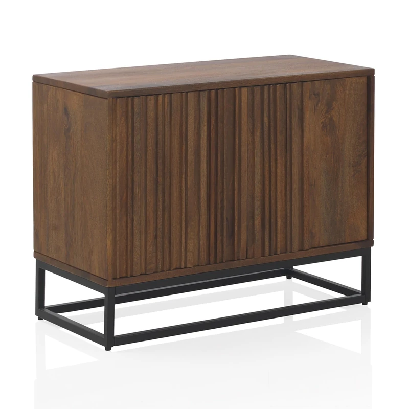 AlexandreHouse Small Sideboard 2Pts Laminated Solid Wood Handle, Metal Base