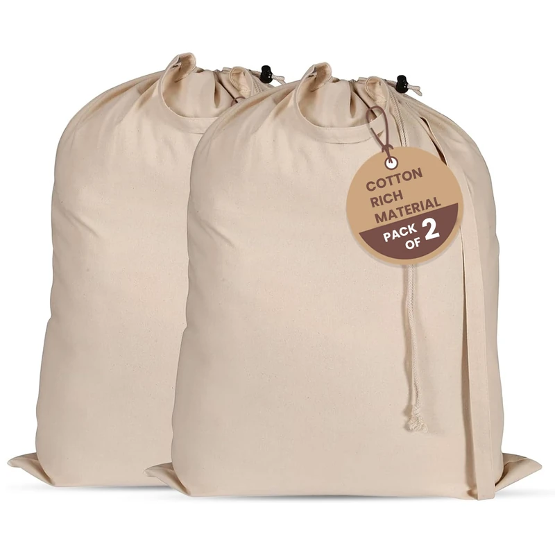 LFH Home Canvas Laundry Bag Set of 2 pc 28x40 inch - Natural