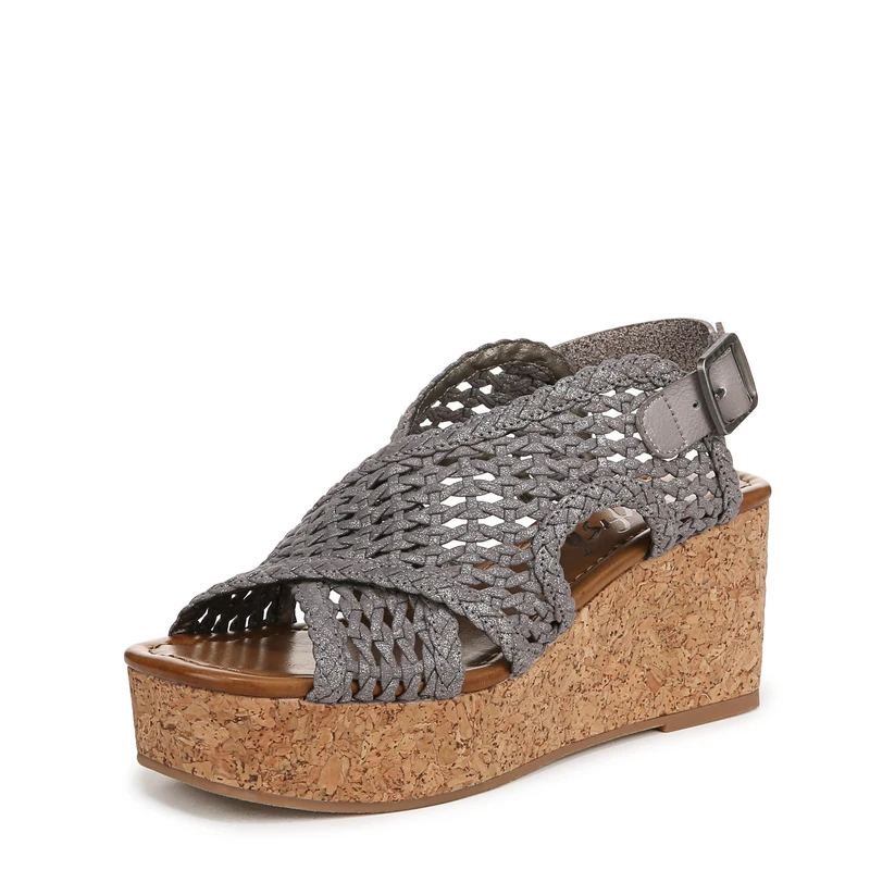 Blowfish Malibu Women's Andrea Platform Wedge Sandal, Silver, UK 4 Medium Fit