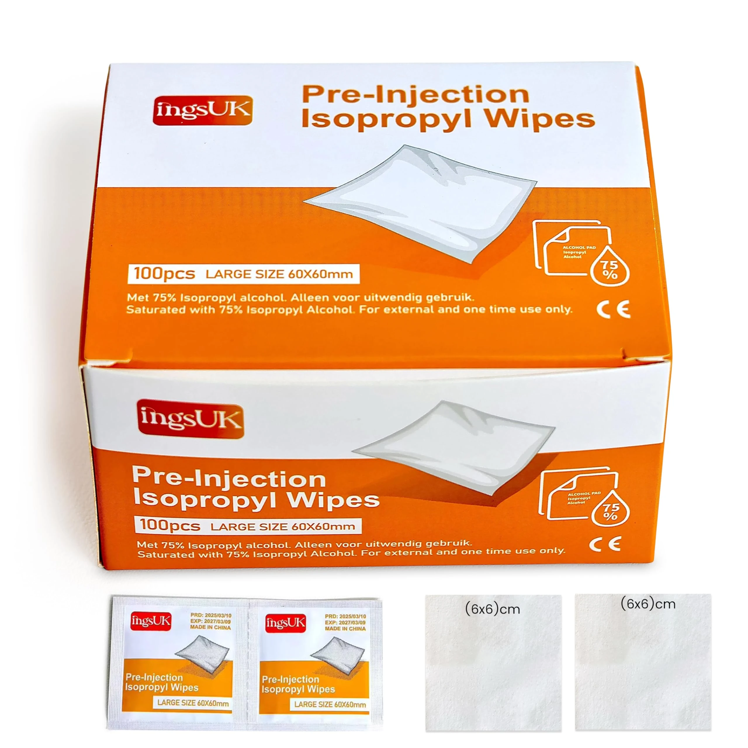 Multi-Purpose 75% Isopropyl Alcohol Wipes for Cleaning & Disinfecting (Large Size)