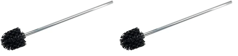 Wenko 18749100 Toilet Brush Ø 8.5 cm x 60 cm Extra Long with Matted Rust-Proof Stainless Steel Handle (Pack of 2)