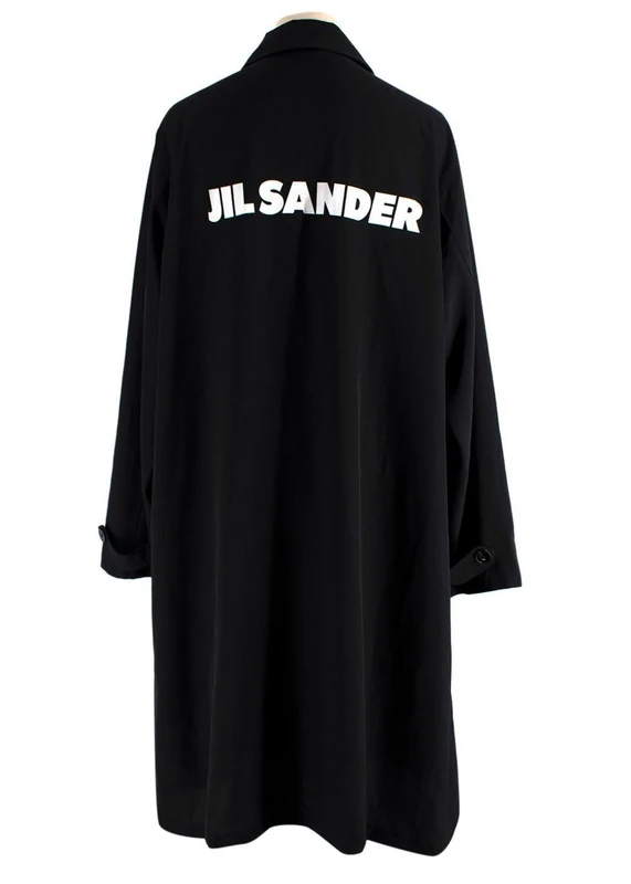 Jil Sander Pre-loved Black Printed Poplin Parka Coat