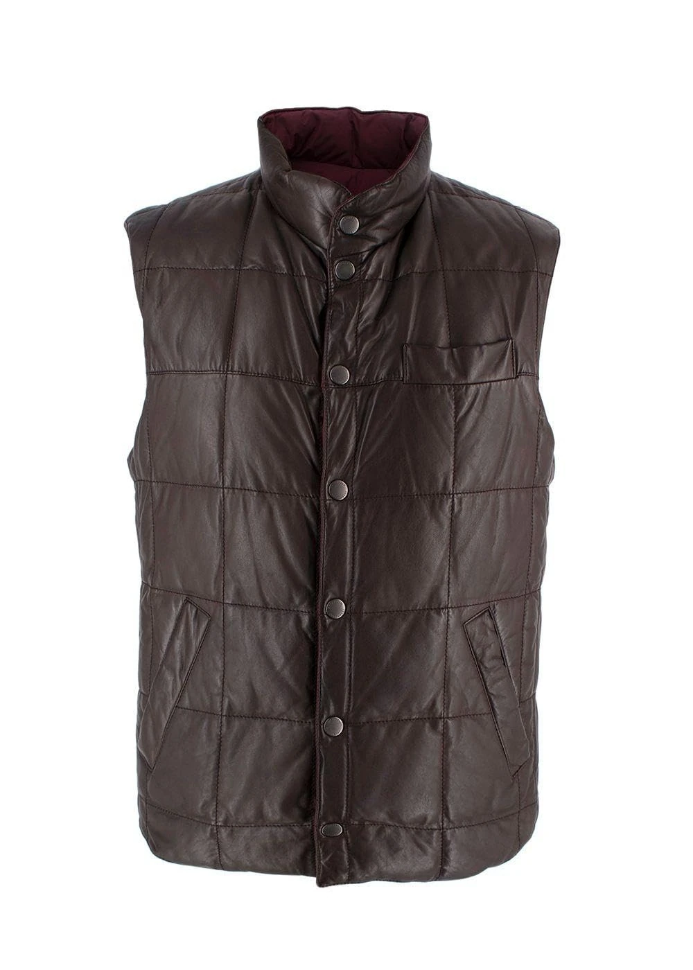 BRUNELLO CUCINELLI Pre-loved Brown And Burgundy Reversible Gilet
