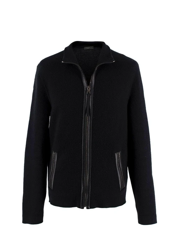 Prada Pre-loved Black Wool and Cashmere Blend Zip Up Jacket