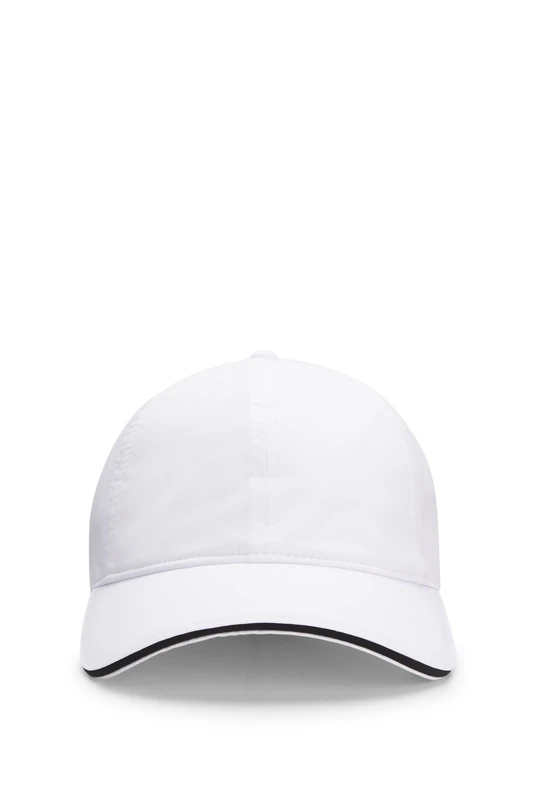 BOSS Mens Lach-Tennis-On-Court Stretch-Nylon Cap with Gloss Logo White
