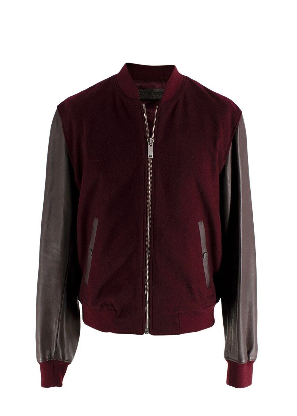Alexander McQueen Pre-loved Two Tone Burgundy Bomber Jacket