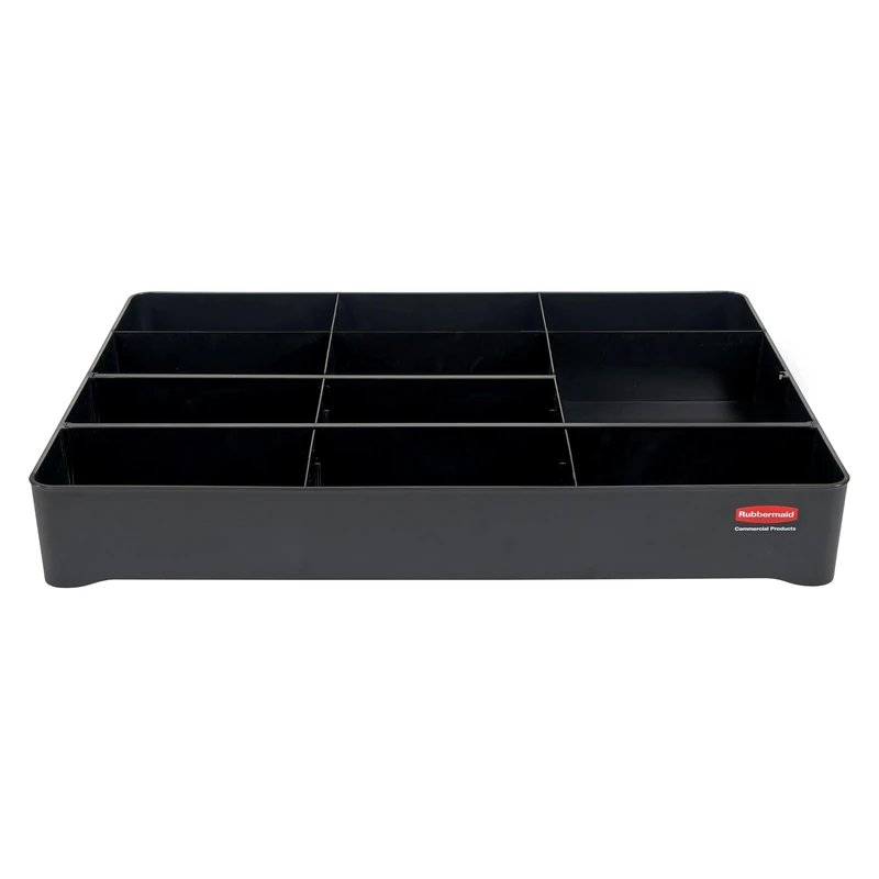 Rubbermaid Commercial Products Amenity Organiser Tray Black – For Cleaning Supplies and Amenities, Customised, Fits Housekeeping Carts – 2124078