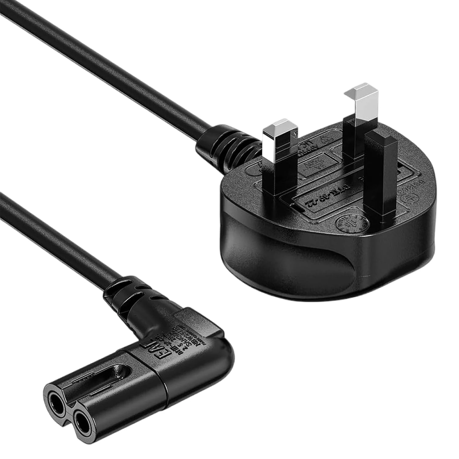 Power Cord Samsung TV Replacement for Samsung TV 24" 32" 40" 43" 48" 49" 50" 55" 60" 65", UN40 UN43 UN48 Charger Cable, LG/TCL/Sony 90 Degree Angled 18AWG 2-Prong to L-Shaped C7 Power Cord 1M