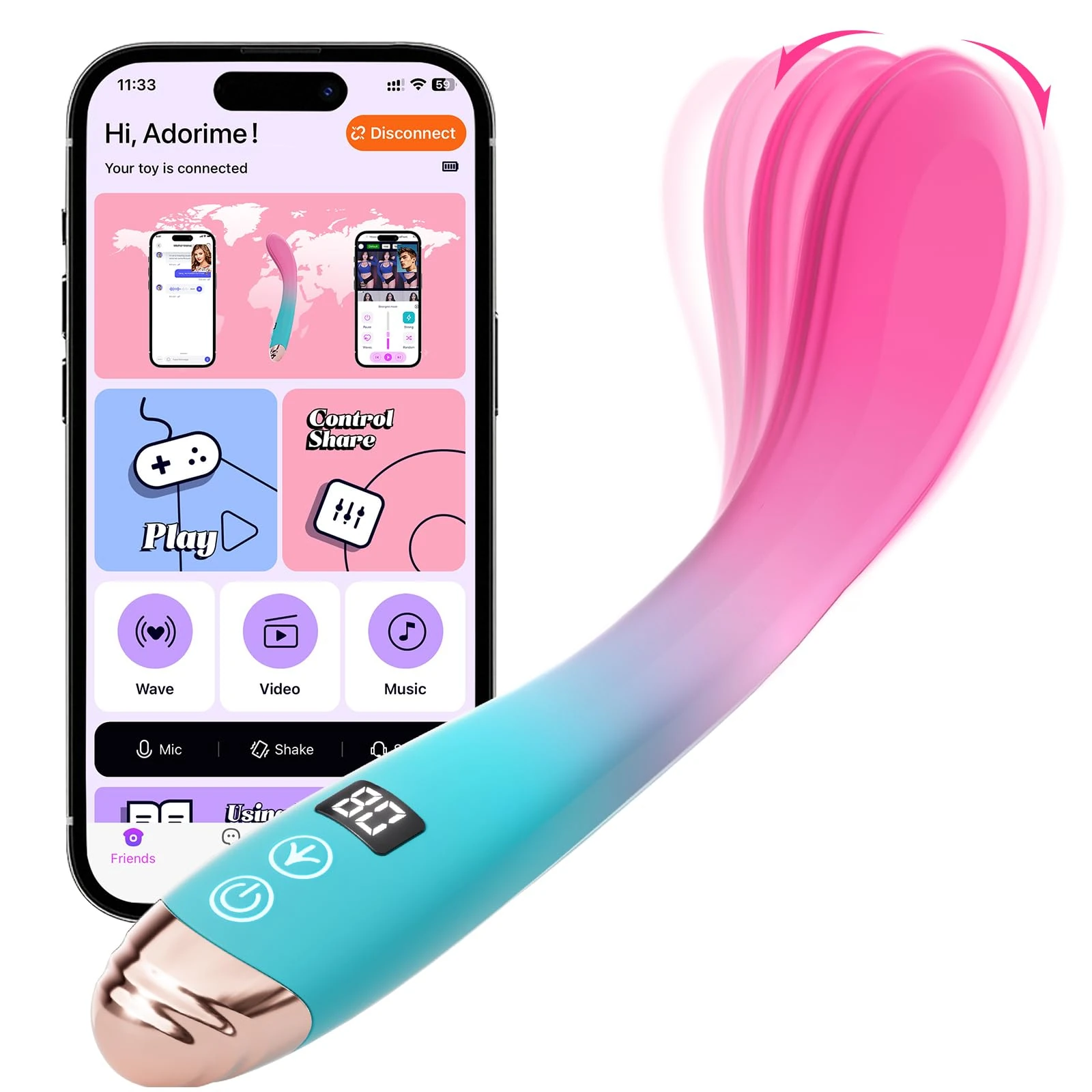 G-Spot Vibrator Adult Sex Toys for Women - LED Finger Vibrators with 9 Swing & 9 Vibration Modes, APP Remote Control Vibrator Dildo Silent Nipple Clitorise Stimulator Sex Toyscouples for Woman & Man