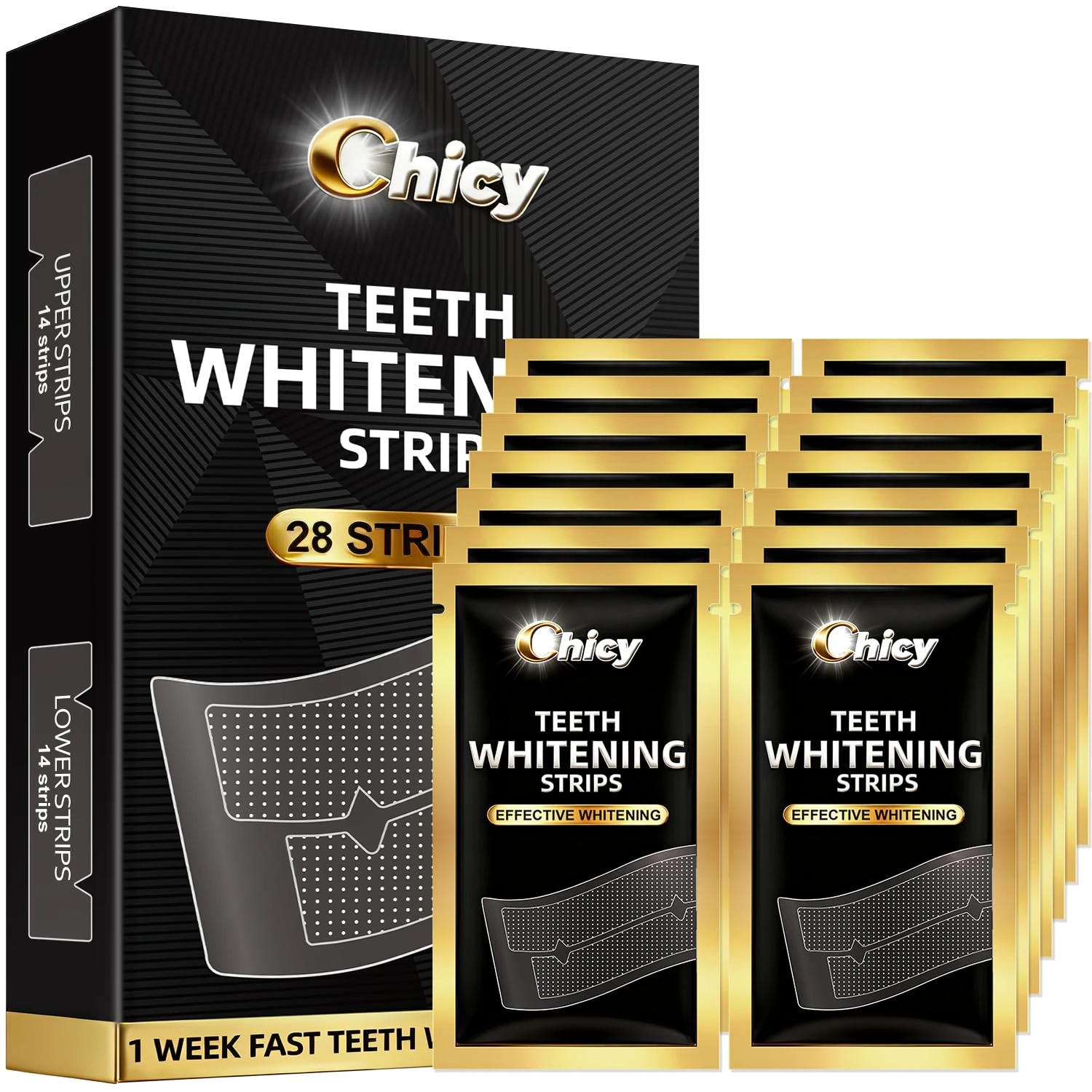 Teeth Whitening Strips 14 Treatments - Enamel-Safe & No-Sensitivity & No-Slip Whitening Strips - Fast Teeth Whitening Result in 7 Days - Whitening Kit for Coffee, Wine Stains Removal, Mint Flavor