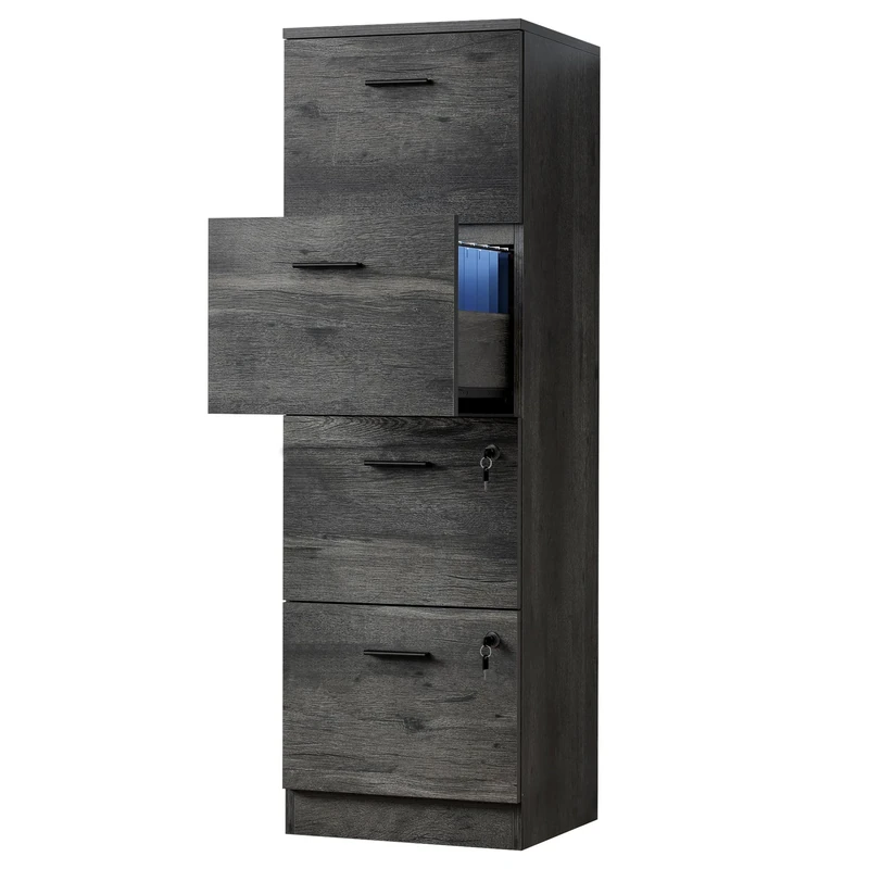 YITAHOME 4-Drawer File Cabinet with Lock, 130.7cm Deep Vertical Filing Cabinet for Letter A4-Sized Files, Need to Assemble, Storage cabinets for Home Office (Green)