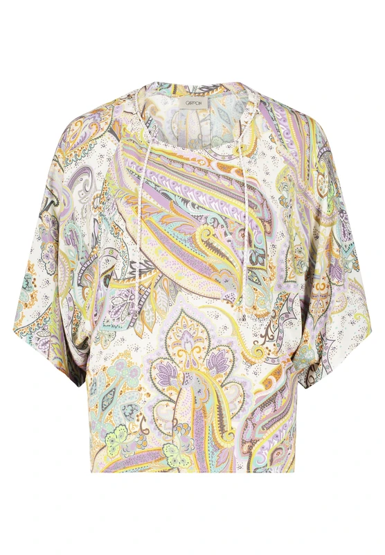 Cartoon Women's Oversized Blouse with Pattern, Green/Purple, 14