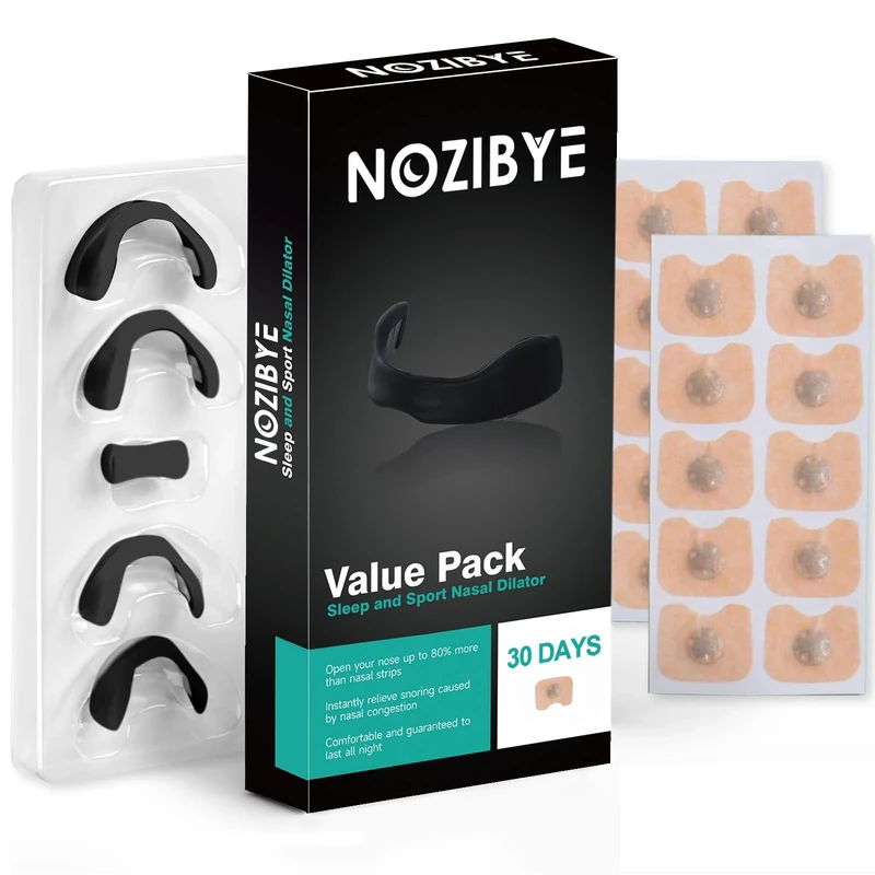 Nozibye Magnetic Nose Strip, Value Pack (30 Pairs, Black), for 30 Days - Anti Snoring Magnetic Nasal Strips, Boost Oxygen & Improve Sleep